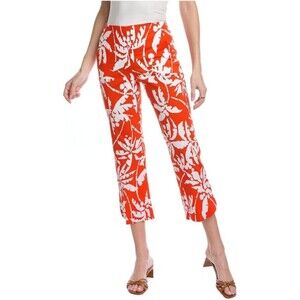 Trina Turk Orbit Cropped Pants Women 2 Red Resort Tropical Vacation Beach Casual